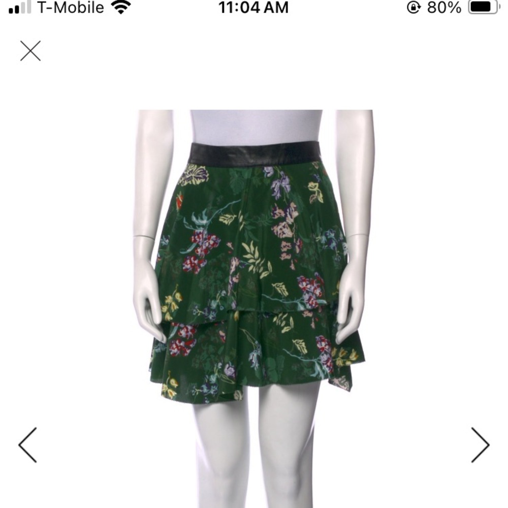 Zadig & Voltaire Green Floral Skater Skirt